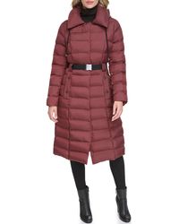 Kenneth Cole - Belted Puffer Stadium Jacket - Lyst