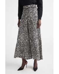 St. John - Romy Zebra Print Wide Leg Crop Pants - Lyst
