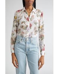 Alice + Olivia - Willa Floral Silk Button-Up Shirt - Lyst