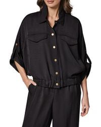 Donna Karan - Dolman Roll Tab Front Button Top - Lyst
