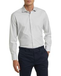 Nordstrom - Newton Trim Fit Check Tech-smart Cotton Blend Dress Shirt - Lyst