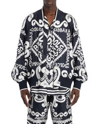 Dolce & Gabbana - Oversize Marina Print Silk Twill Bomber Jacket - Lyst