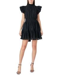 Endless Rose - Metallic Ruffle Smocked Chiffon Minidress - Lyst