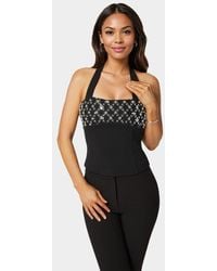Bebe - Halter Neck Bead Sequin Top - Lyst