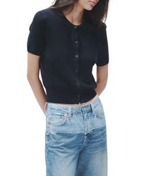Rag & Bone - Dina Short Sleeve Cotton Blend Cardigan - Lyst