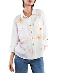 Billy T - Happy Meadow Embroidered Denim Graphic Button-Up Shirt - Lyst