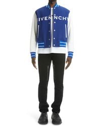 Givenchy - Mixed Media Logo Wool Blend Varsity Jacket - Lyst
