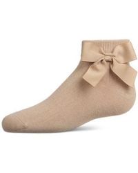 Memoi - Ribbed Bow Anklet Socks - Lyst