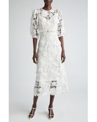 Zimmermann - Halliday Floral Belted Lace Midi Dress - Lyst