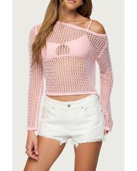 Edikted - Inara Off-The-Shoulder Long Sleeve Mesh Top - Lyst