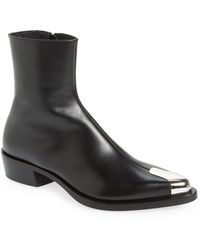 Alexander McQueen - Metal-toe Leather Boots - Lyst