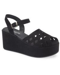 Cordani - Jaymie Ankle Strap Peep Toe Platform Wedge Sandal - Lyst