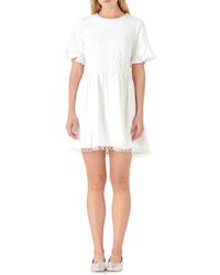 English Factory - Mixed Media Circle Trim Dress - Lyst