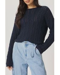 Splendid - Brennan Cable Knit Cotton Sweater - Lyst
