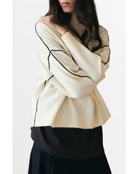 Mango - Piped Mock Neck Sweater - Lyst