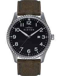 Elevon Watches - Crosswind Canvas-Overlaid Leather-Band Watch W/ Date - Lyst