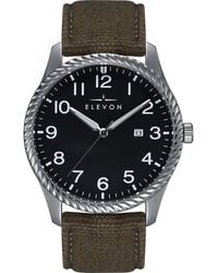 Elevon Watches - Crosswind Canvas-Overlaid Leather-Band Watch W/ Date - Lyst