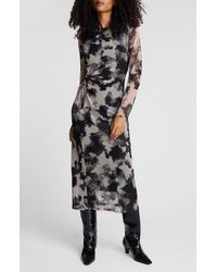 Kenneth Cole - Knot Waist Long Sleeve Mesh Dress - Lyst