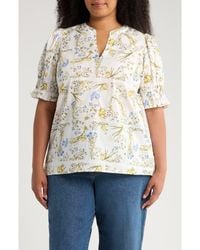 Sugarlips - Cecily Merryn Floral Split Neck Cotton Top - Lyst
