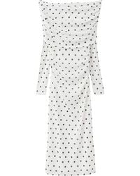 Mango - Nevado Vestido Dot Off The Shoulder Long Sleeve Midi Dress - Lyst