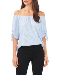 Chaus - Cold Shoulder Knit Eyelet Top - Lyst