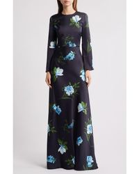 Sachin & Babi - Alex Sequin Floral Long Sleeve Satin Crepe Gown - Lyst