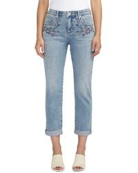Jag - Carter Embroidered Mid Rise Girlfriend Jeans - Lyst