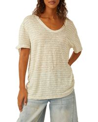 Free People - All I Need Stripe Linen & Cotton T-shirt - Lyst