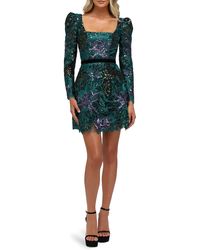 HELSI - Alice Floral Embroidered Sequin Long Sleeve Cocktail Dress - Lyst