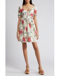 Chelsea28 - Floral Puff Sleeve Fit & Flare Dress - Lyst