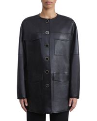 Lafayette 148 New York - Four Pocket Leather Overcoat - Lyst