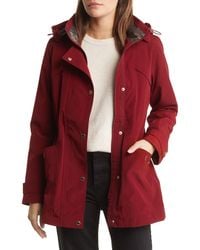 Gallery - Cinched Waist Hooded Water Resistant Raincoat - Lyst