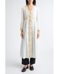 Bode - Trousseau Long Sleeve Lace Silk Maxi Dress - Lyst