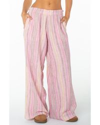 Roxy - Offshore Stripe Wide Leg Cotton Pants - Lyst