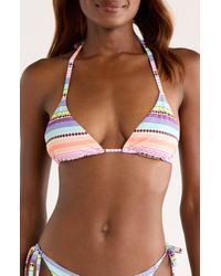 lemlem - Malia Halter Triangle Swim Top - Lyst