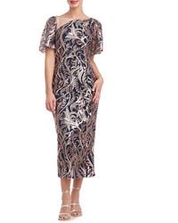 JS Collections - Merlina Sequin Embroidered Cocktail Midi Dress - Lyst