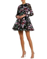 Mac Duggal - High Neck Long Sleeve Sequin A Line Mini Dress - Lyst