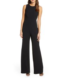 Vince Camuto Crisscross Waist Crepe Jumpsuit - Black