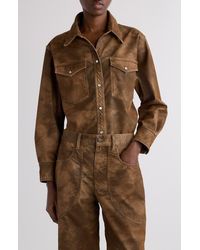 Isabel Marant - Karima Faux Leather Snap-Up Shirt - Lyst