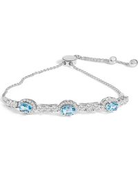 Haus of Brilliance - 925 Sterling Swiss Topaz And Sapphire Bolo Bracelet - Lyst