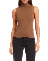 Fifteen Twenty - Kelli Turtleneck Sleeveless Rib Sweater - Lyst