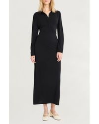 Luxely - Long Sleeve Jersey Polo Dress - Lyst