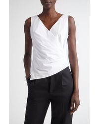 Lafayette 148 New York - Sleeveless Wrap Front Stretch Cotton Blend Top - Lyst