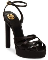 Saint Laurent - 110Mm Chandelle Satin Platform Sandals - Lyst
