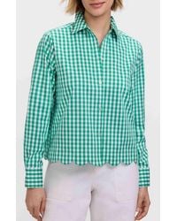 Foxcroft - Scarlett Gingham Scallop Hem Button-Up Shirt - Lyst