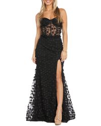 Morgan & Co. - 3d Floral Strapless Mermaid Gown - Lyst