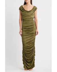 Black Halo - Evangeline Ruched Satin Gown - Lyst