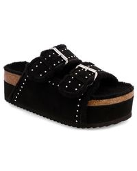 MIA - Brookie Faux Shearling Platform Slide Sandal - Lyst