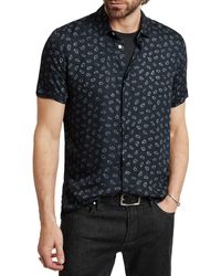 John Varvatos - Loren Paisley Short Sleeve Modal Button-up Shirt - Lyst