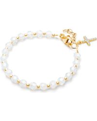 Tiny Blessings - 14K Shimmer Crystal With Cross Bracelet - Lyst